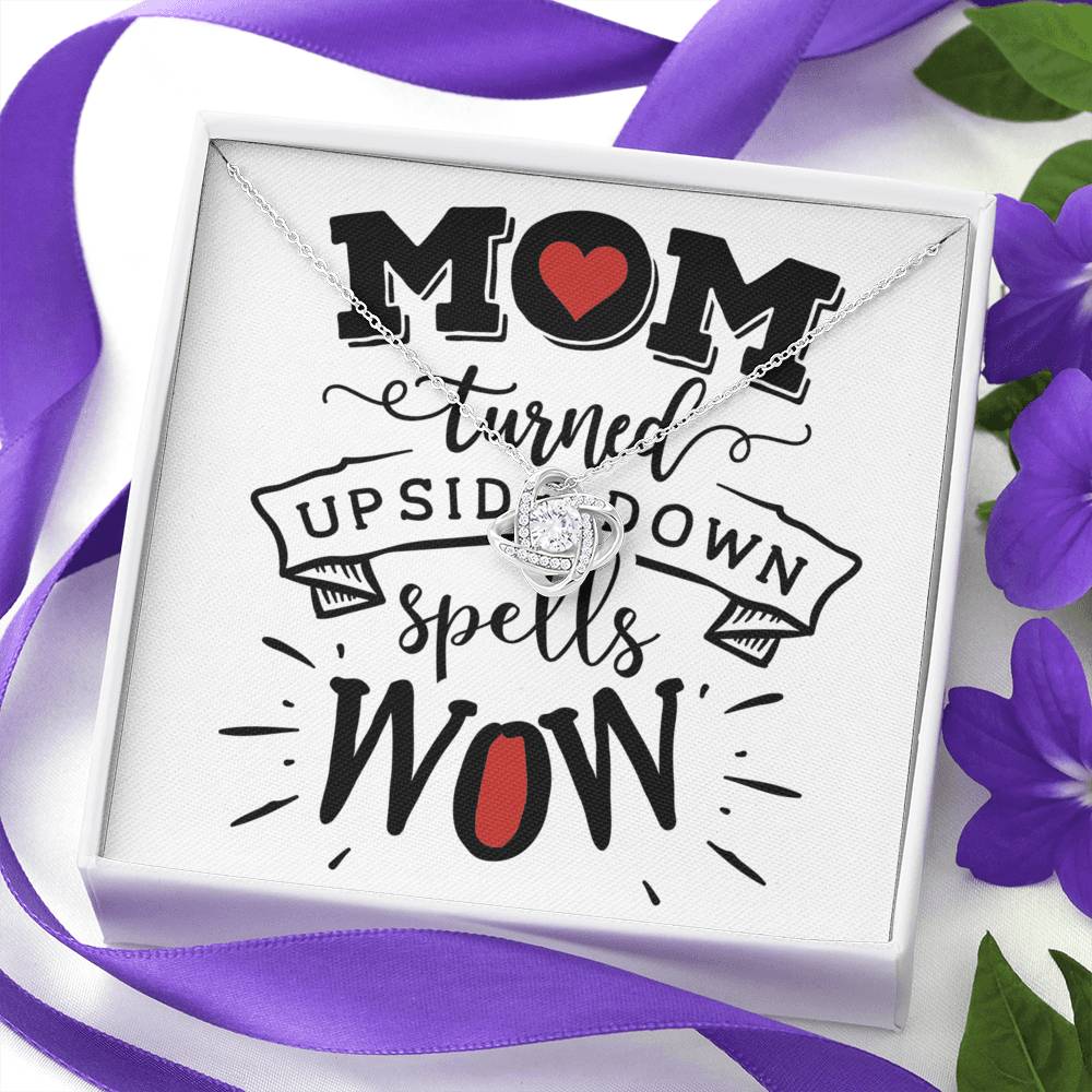 Personalized Gift Mother Necklace for Mom Valentines Birthday Gift Silver Jewelry Love Knot Necklace for Women with Message  Card