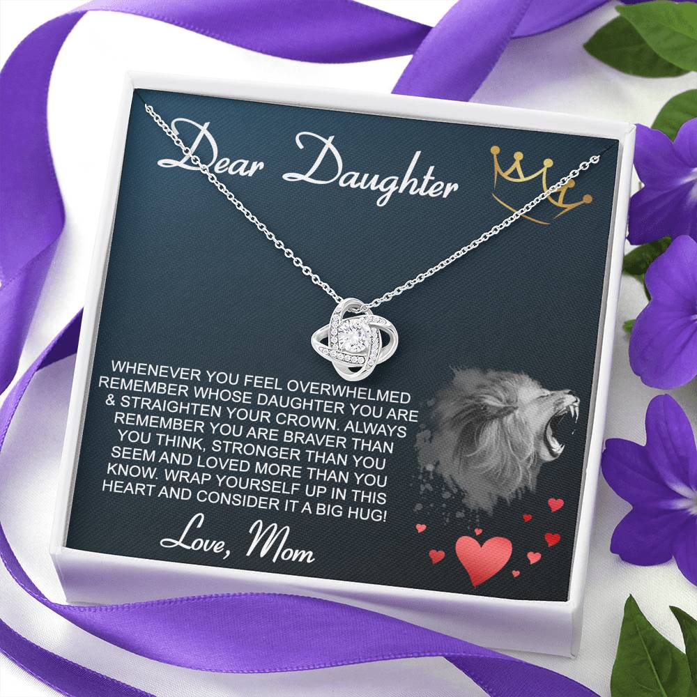 Personalized Gift Daughter Necklace for Mom Valentines Birthday Gift Silver Jewelry Love Knot Necklace for Women with Message  Card