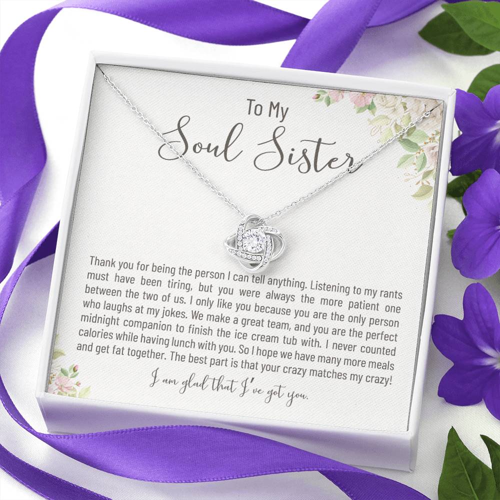 Necklace Gift To My Soul Sister On Her Birthday Engagement Wedding Graduation Gift From Sister Friend With The Message Card
