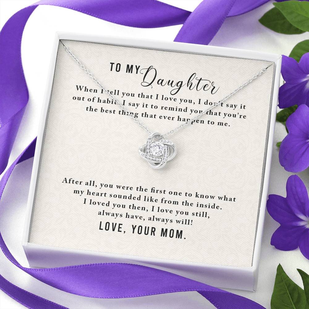 Personalized To my Daughter Necklace  for Her Valentines Birthday Gift Love Knot Necklace for Women with Message  Card