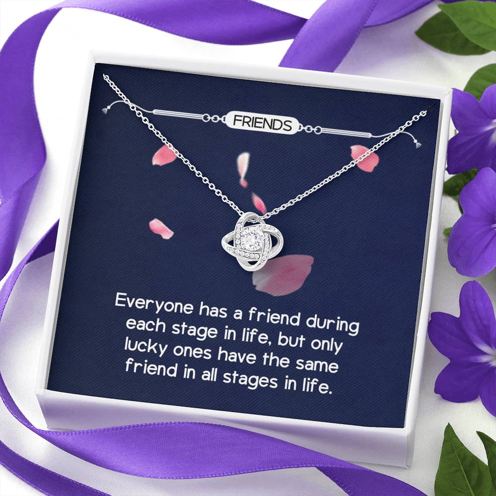 Personalized BFF Bestfriend Necklace  for Her Valentines Birthday Anniversary Gift Love Knot Necklace for Women with Message  Card