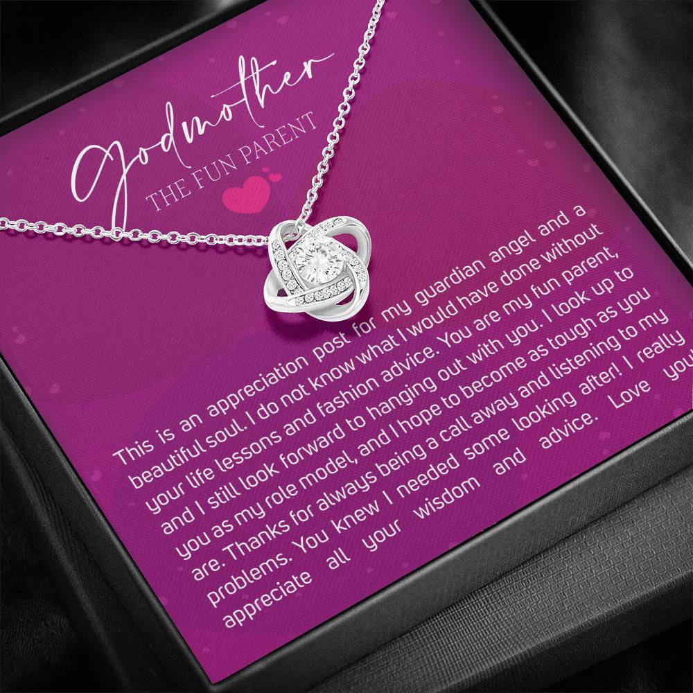 Best Gift for Godmother Necklace Silver Jewelry for Valentines Birthday Gift LoveKnotHearts Necklace for Women with Message  Card