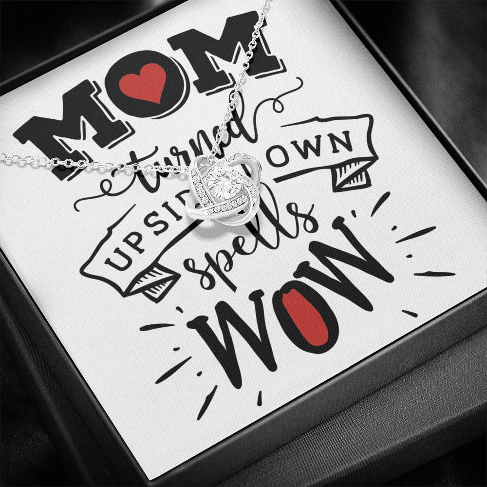 Personalized Gift Mother Necklace for Mom Valentines Birthday Gift Silver Jewelry Love Knot Necklace for Women with Message  Card