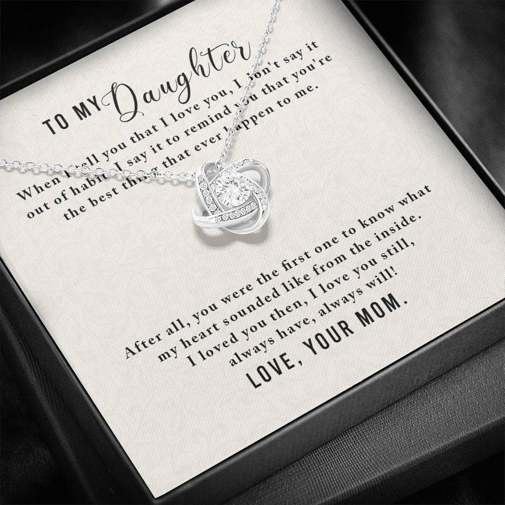 Personalized To my Daughter Necklace  for Her Valentines Birthday Gift Love Knot Necklace for Women with Message  Card