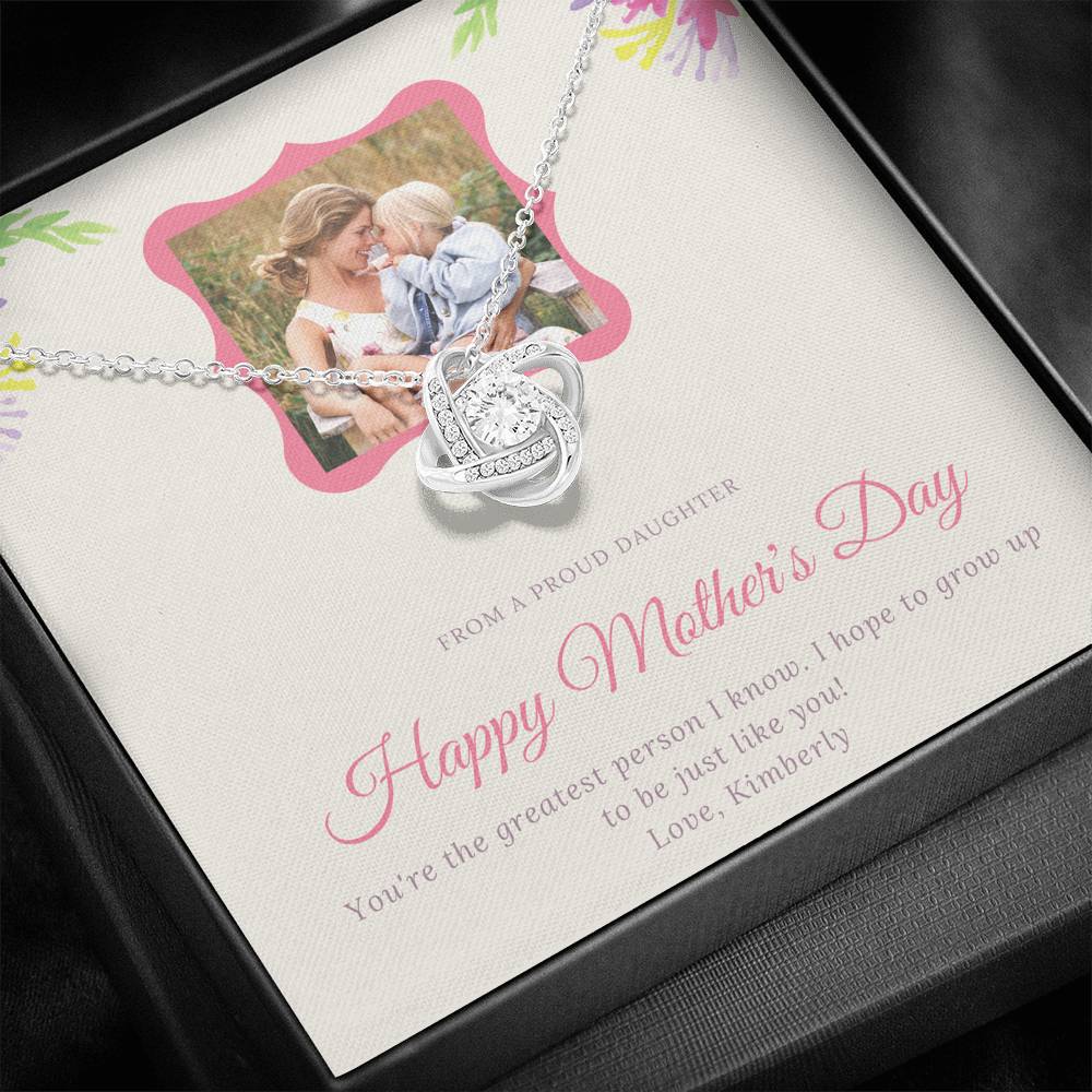 Personalized Gift For Mom Necklace for Mama Mother's Day Sentimental Birthday Gift Love Knot Necklace for Women with Message  Card