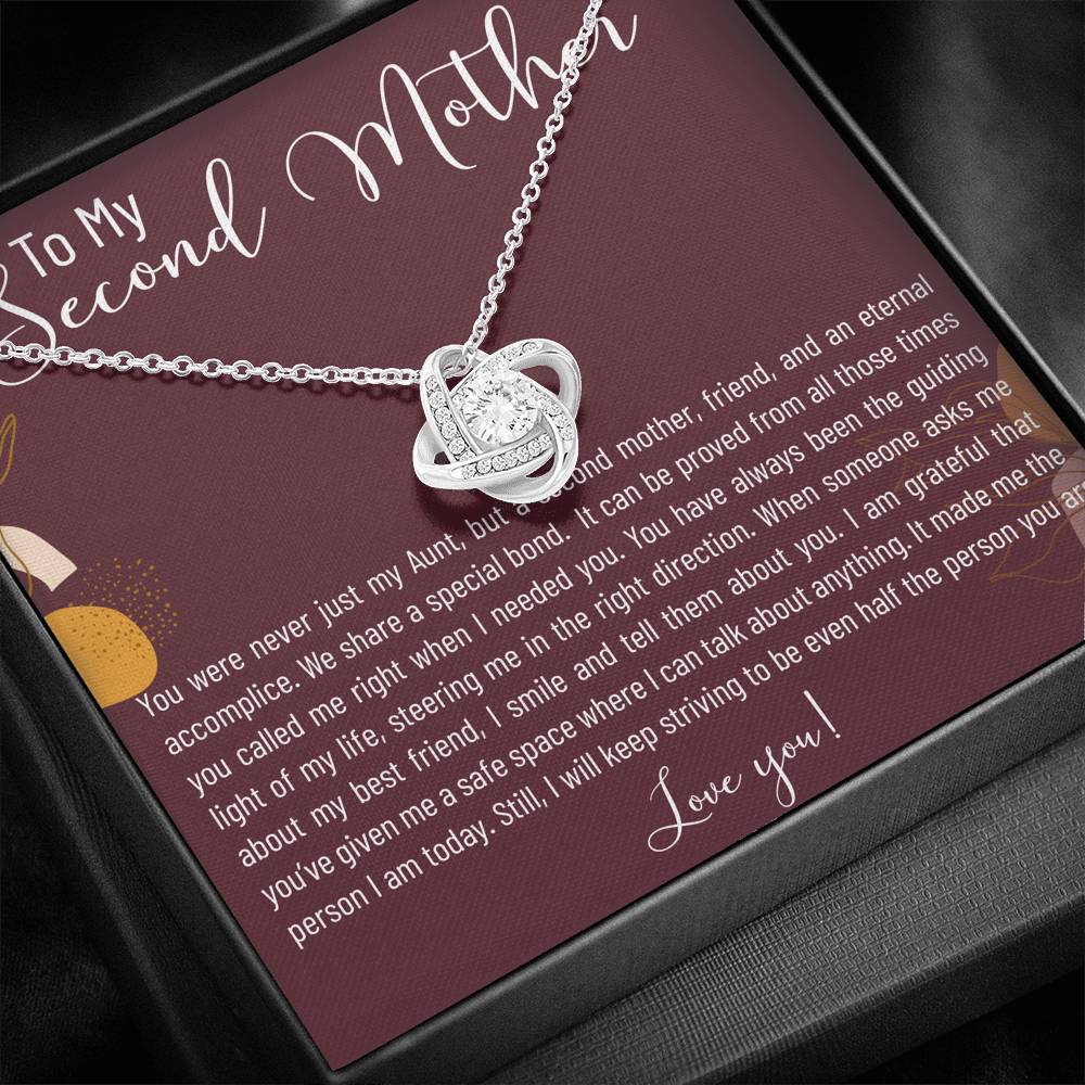 Personalized Gift For Second Mother Necklace for Her Birthday Gift Love Knot Necklaces for Women with Message  Card