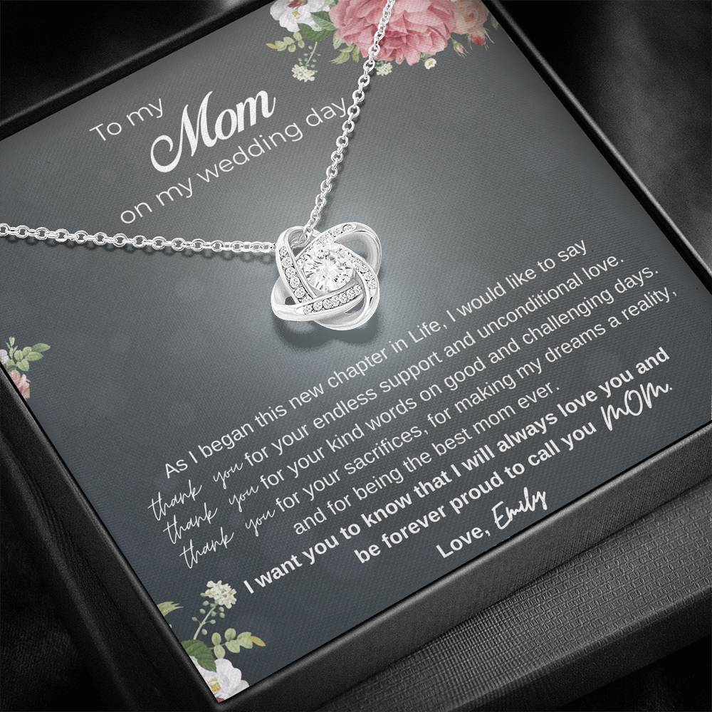 Personalized Mother of the Bride Necklace, Mother of the Bride Gift, Wedding Gift for Mom, Wedding Card Mom, Mom Wedding Gift from Daughter
