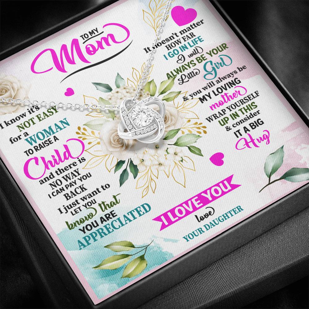 Personalized Gift Mother Necklace for Her Valentines Birthday  Gift Love  Knot Necklace for Women with Message  Card