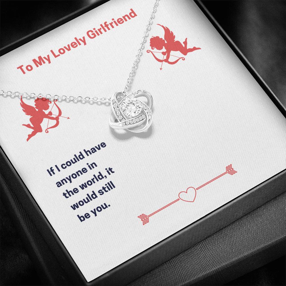 Personalized To My Girlfriend Necklace  for Her Birthday Valentines Anniversary Gift for Girlfriend Love Knot Necklace for Women with Message  Card