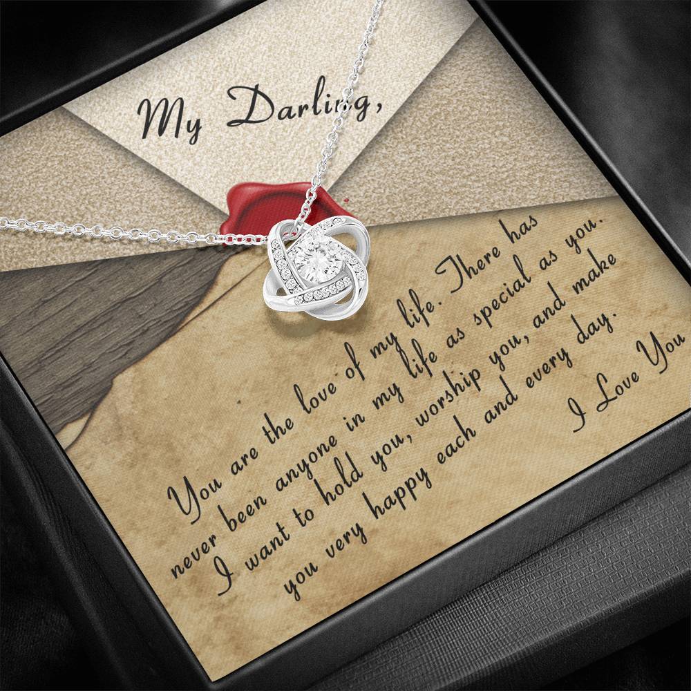 Personalized Girlfriend Wife Necklace  for Her Valentines Birthday Anniversary Gift Love Knot Necklace for Women with Message  Card