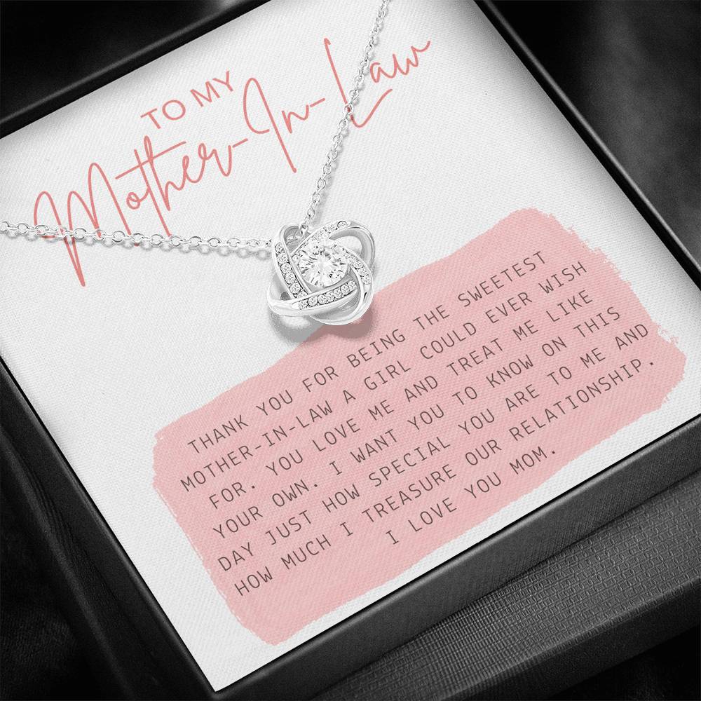 Personalized Gift For Mother In Law Love Knot Pendent From Bride Groom On Birthday Mother's Day