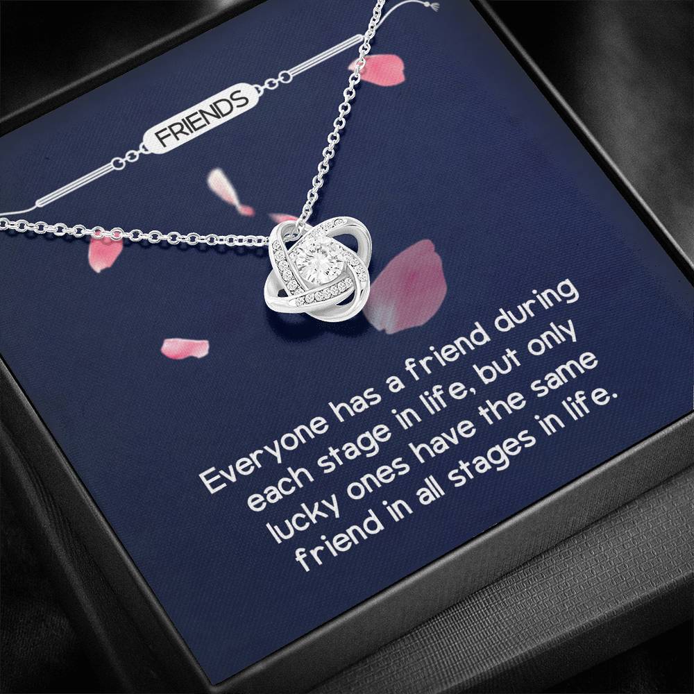 Personalized BFF Bestfriend Necklace  for Her Valentines Birthday Anniversary Gift Love Knot Necklace for Women with Message  Card