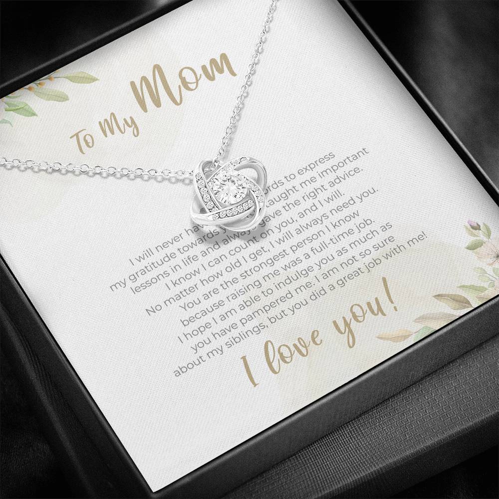 Necklace Gift To My Mom Love Knot Pendent From Her Kids On Mothers Day