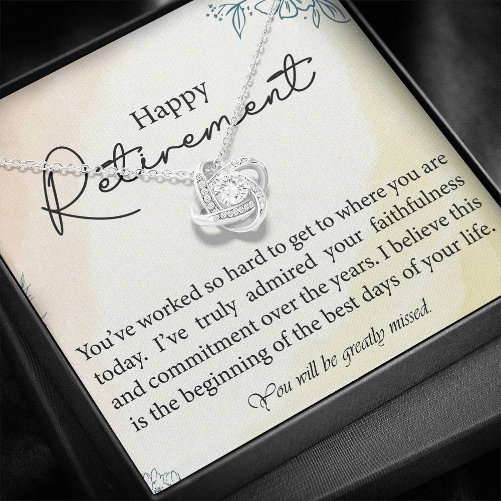 Personalized Retirement Gift for Mom Grandmother Aunt Birthday Gift Love Knot Necklaces for Women with Message  Card