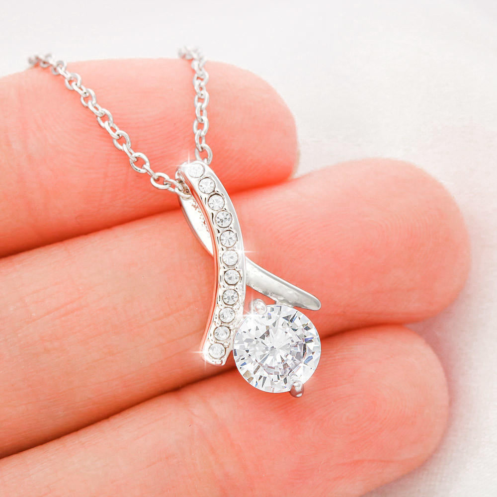 Necklace Gift For Bridesmaid Petite Ribbon Pendent From Bride On Her Initial Shower