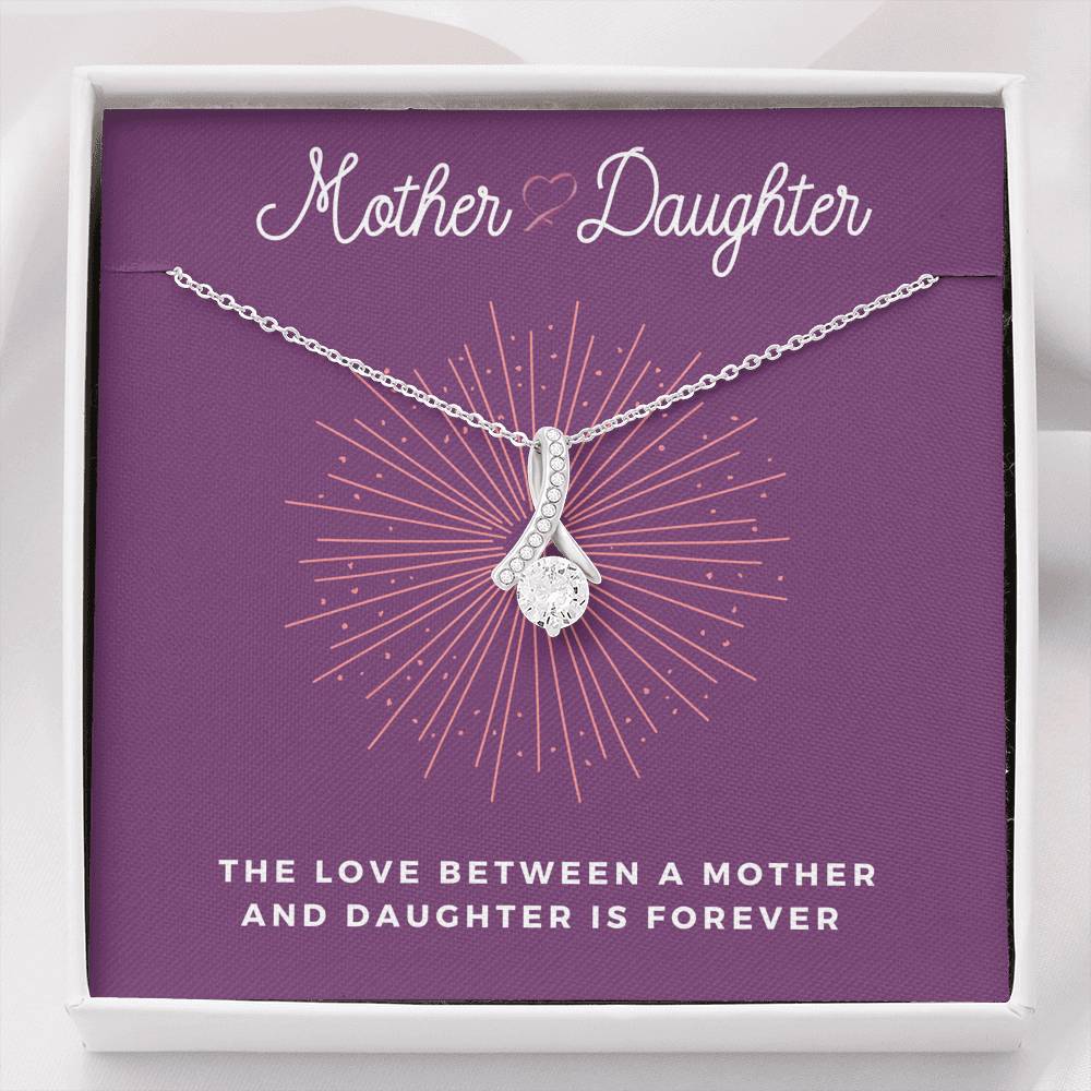 Personalized Necklace Gift Petite Ribbon Pendent For Mother Daughter On Birthday Mother's Day Daughter's Day Gift