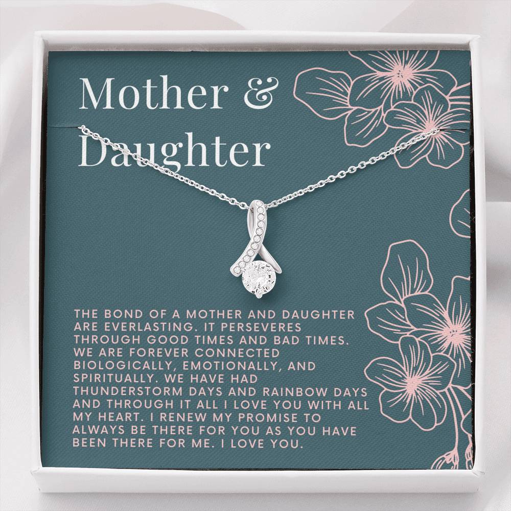 Necklace Daughter Mother Petite Ribbon Pendant On Birthday Mother's Day Daughter's Day Gift