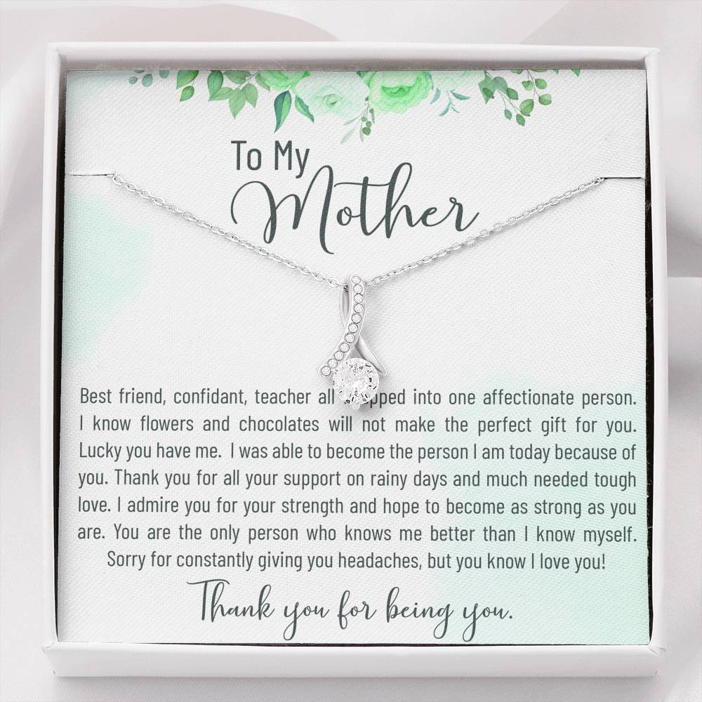 Mother's Day Necklace Gift To My Mom On Her Birthday Pendent Gift From Daughter Son With The Message Card