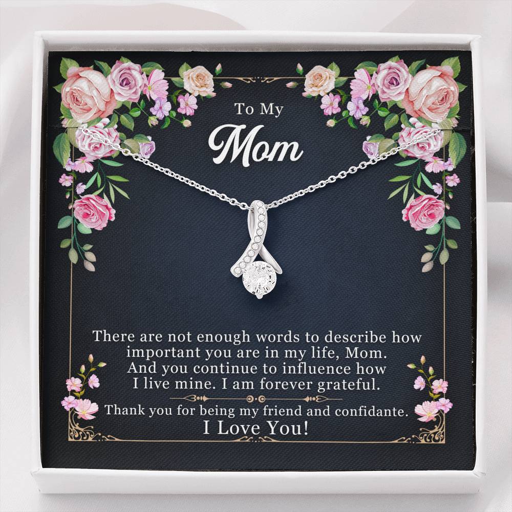 Personalized Gift To My Mom Necklace Birthday Valentines Gift to my mother Silver Jewelry Necklace for Women Message Card