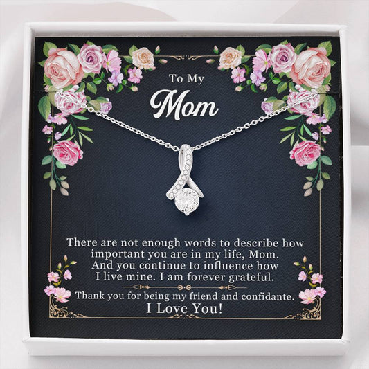 Personalized Gift To My Mom Necklace Birthday Valentines Gift to my mother Silver Jewelry Necklace for Women Message Card