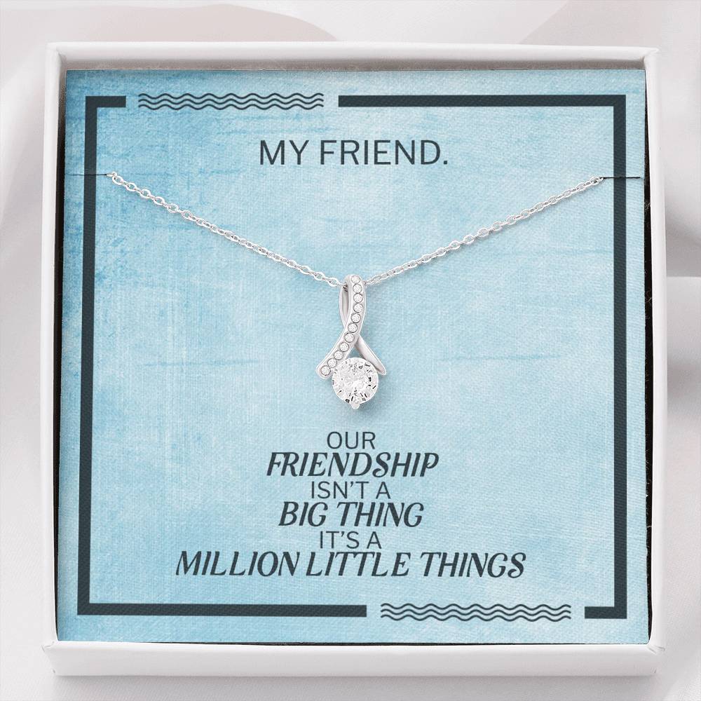 Personalized Gift To My Best Friend On Birthday Party Petite Ribbon With Rhinestone Pendent
