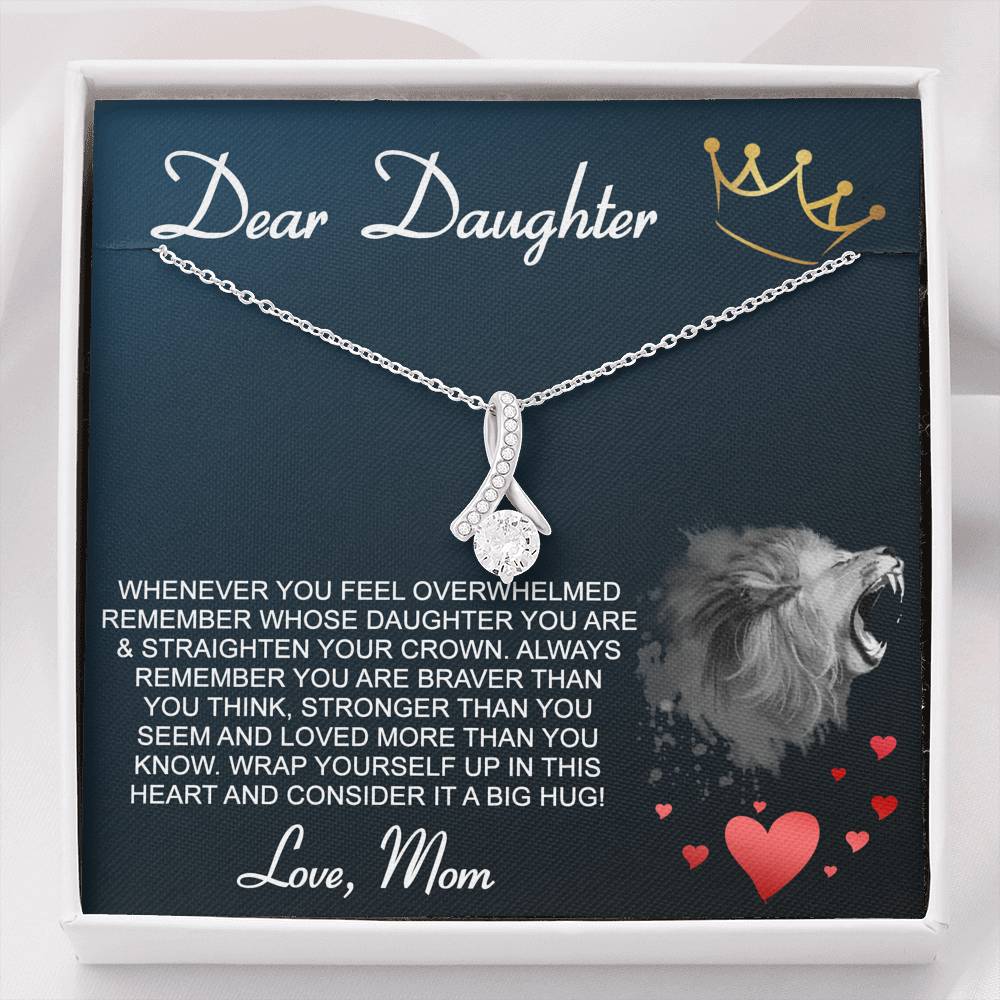 Personalized Gift Daughter Necklace for Mom Valentines Birthday Gift Silver Jewelry Alluring Beauty Necklace for Women with Message  Card