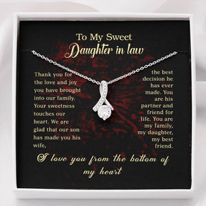 Personalized To my Daughter-in-Law Necklace for Her Birthday Valentines Gift for Daughter-in-Law Silver Necklace for Women with Message Card