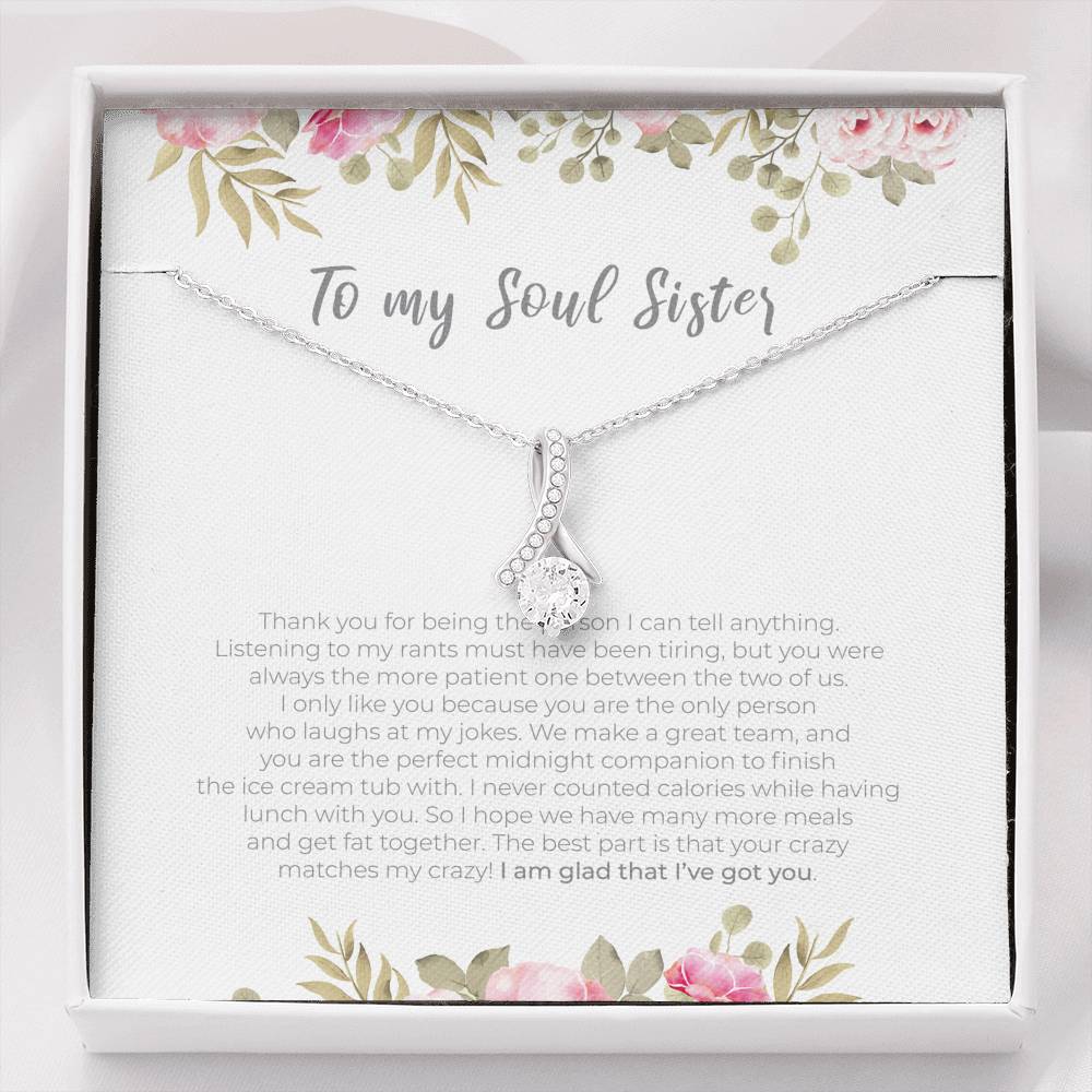 Personalized To my Soul Sister Necklace for Her Valentines Birthday Gift Alluring Beauty Necklace for Women with Message  Card