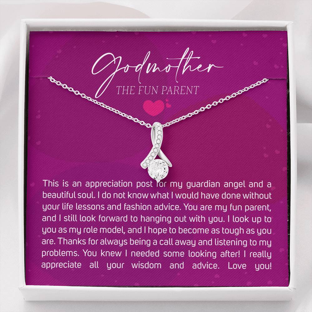 Best Gift for Godmother Necklace Silver Jewelry for Valentines Birthday Gift Alluring Beauty Hearts Necklace for Women with Message  Card