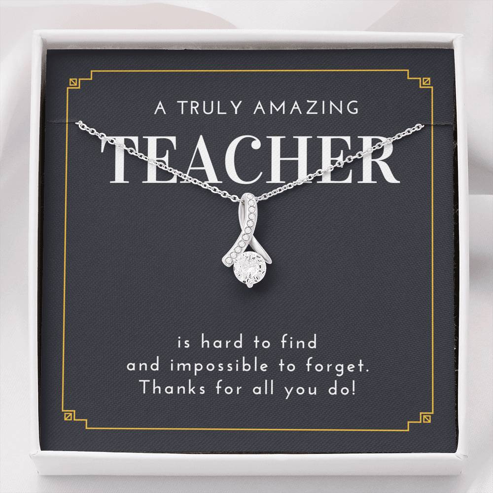 Valentine's Day Necklace Gift To My Special Teacher Charm Ribbon Pendent