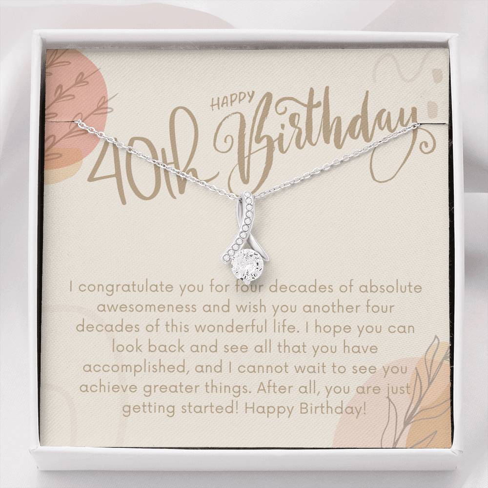 40th Birthday Gift Necklace, Birthday Gift for Friend, Personalized 40th Birthday Card
