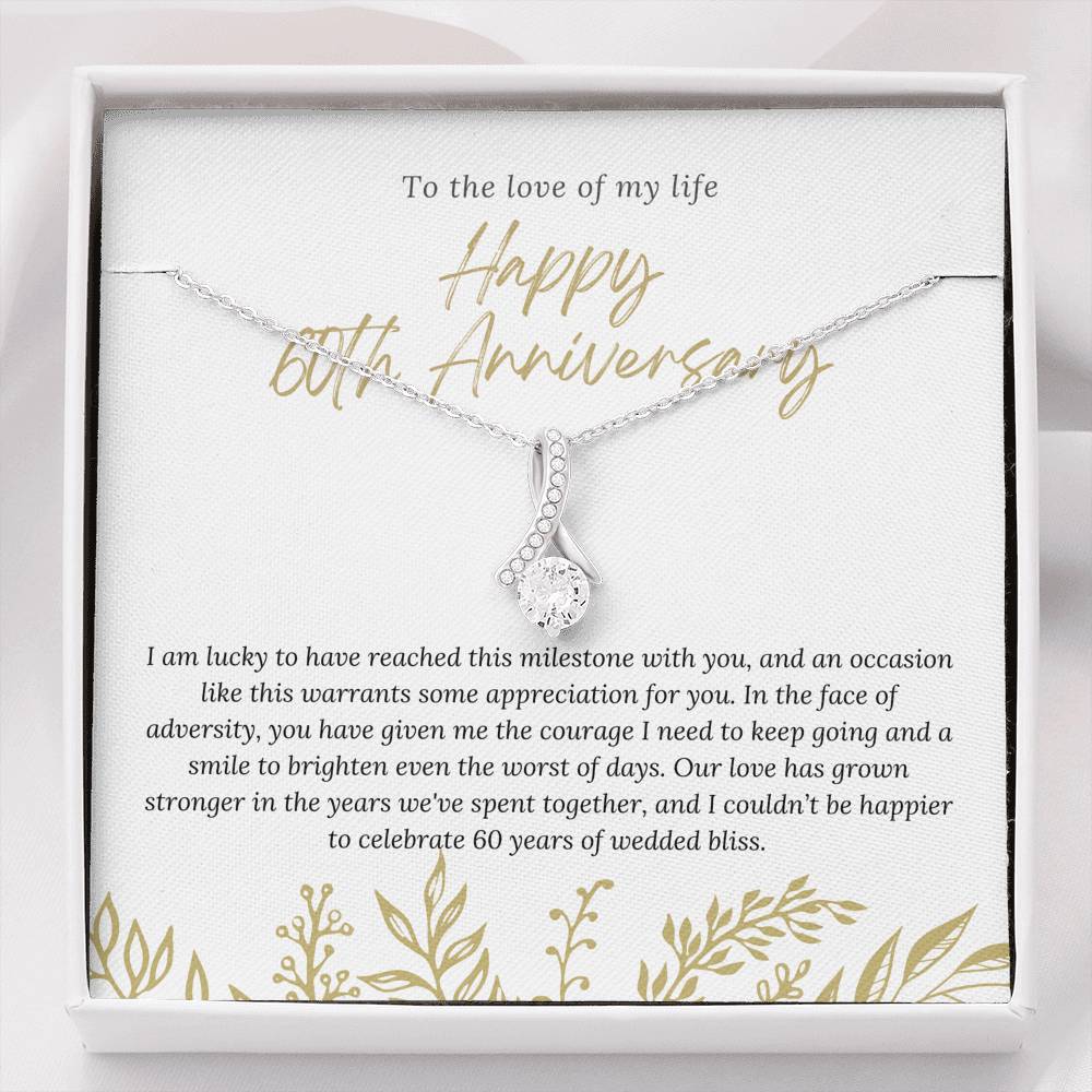 60th Wedding Anniversary Gift Necklace, Milestone Gift Box, Anniversary Jewelry for Wife