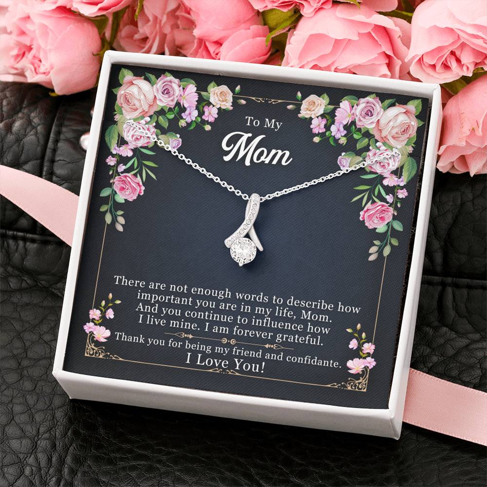 Personalized Gift To My Mom Necklace Birthday Valentines Gift to my mother Silver Jewelry Necklace for Women Message Card
