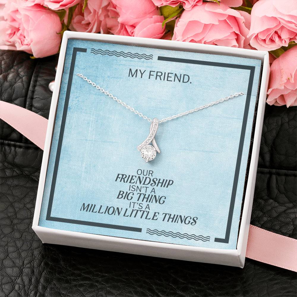 Personalized Gift To My Best Friend On Birthday Party Petite Ribbon With Rhinestone Pendent