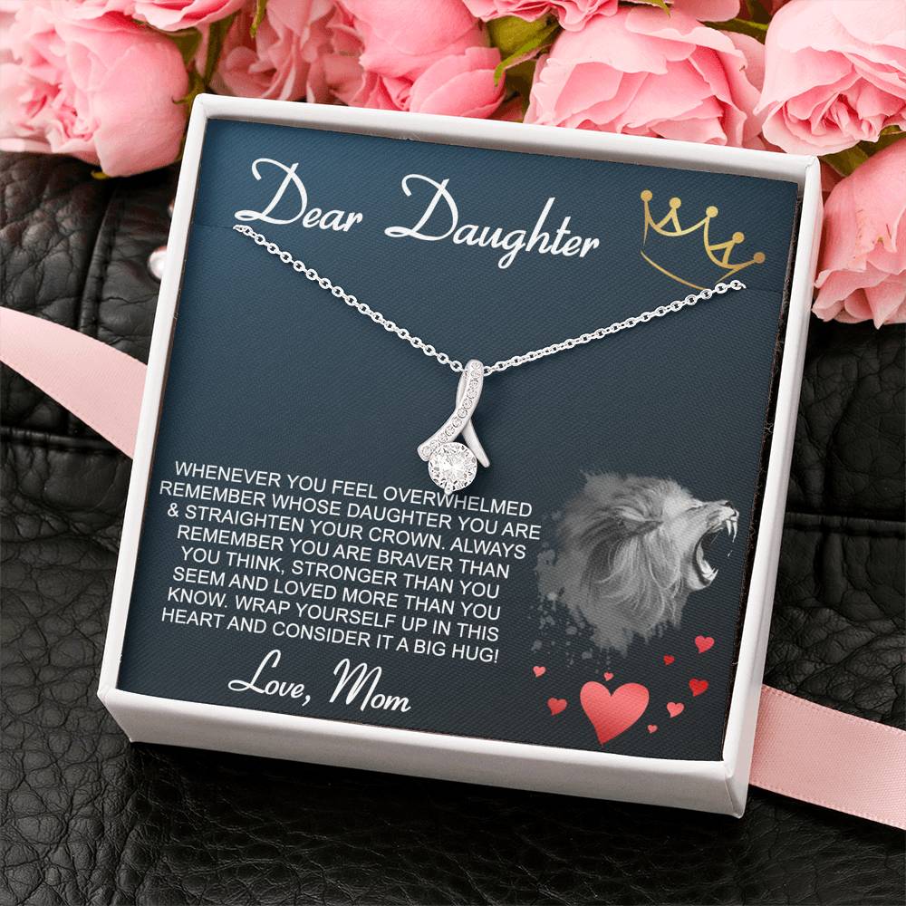 Personalized Gift Daughter Necklace for Mom Valentines Birthday Gift Silver Jewelry Alluring Beauty Necklace for Women with Message  Card