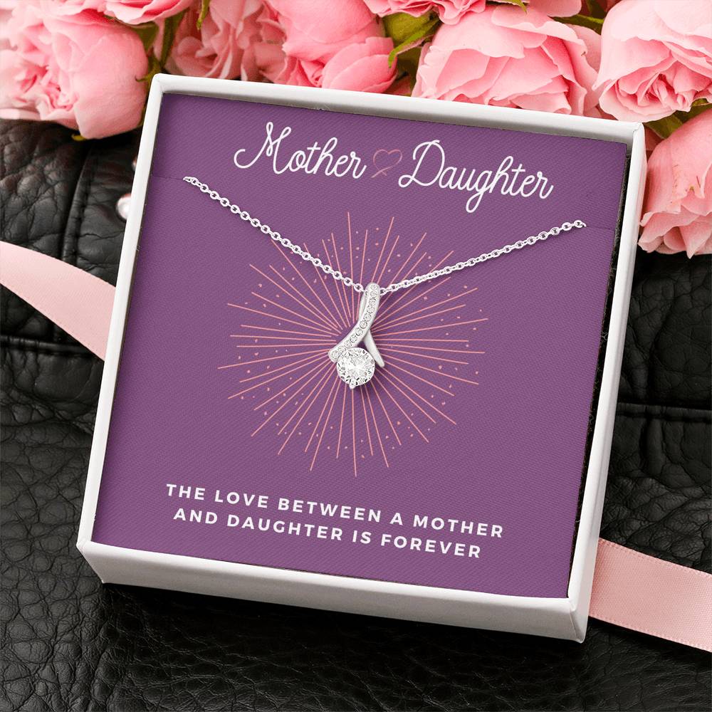 Personalized Necklace Gift Petite Ribbon Pendent For Mother Daughter On Birthday Mother's Day Daughter's Day Gift