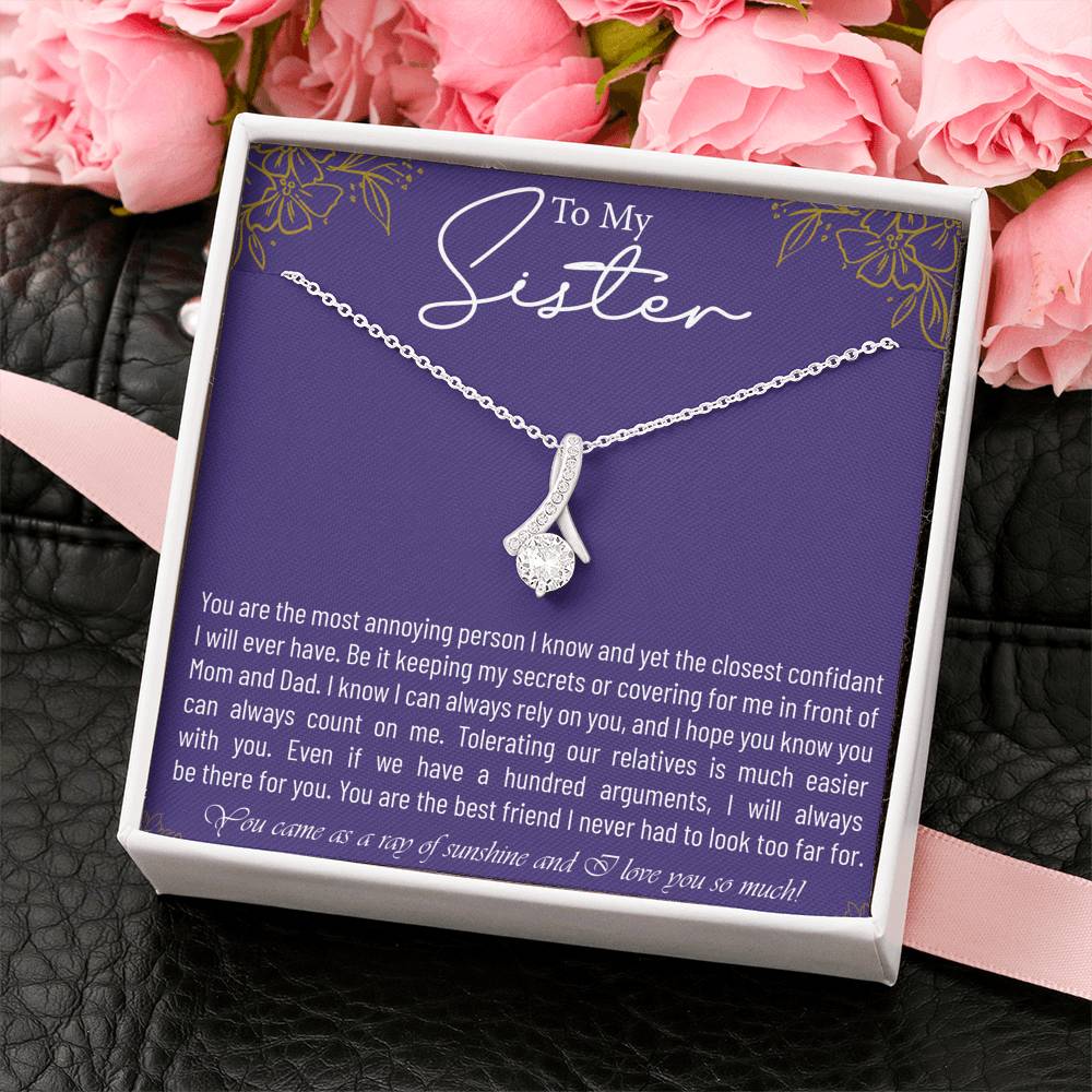Personalized Gift Sister Necklace for Her Valentines Birthday  Gift Alluring Beauty Necklace for Women with Message  Card