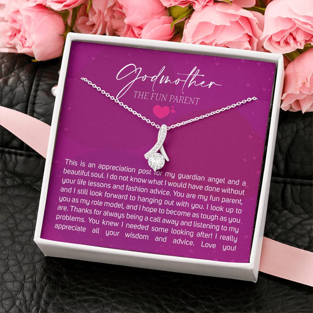 Best Gift for Godmother Necklace Silver Jewelry for Valentines Birthday Gift Alluring Beauty Hearts Necklace for Women with Message  Card