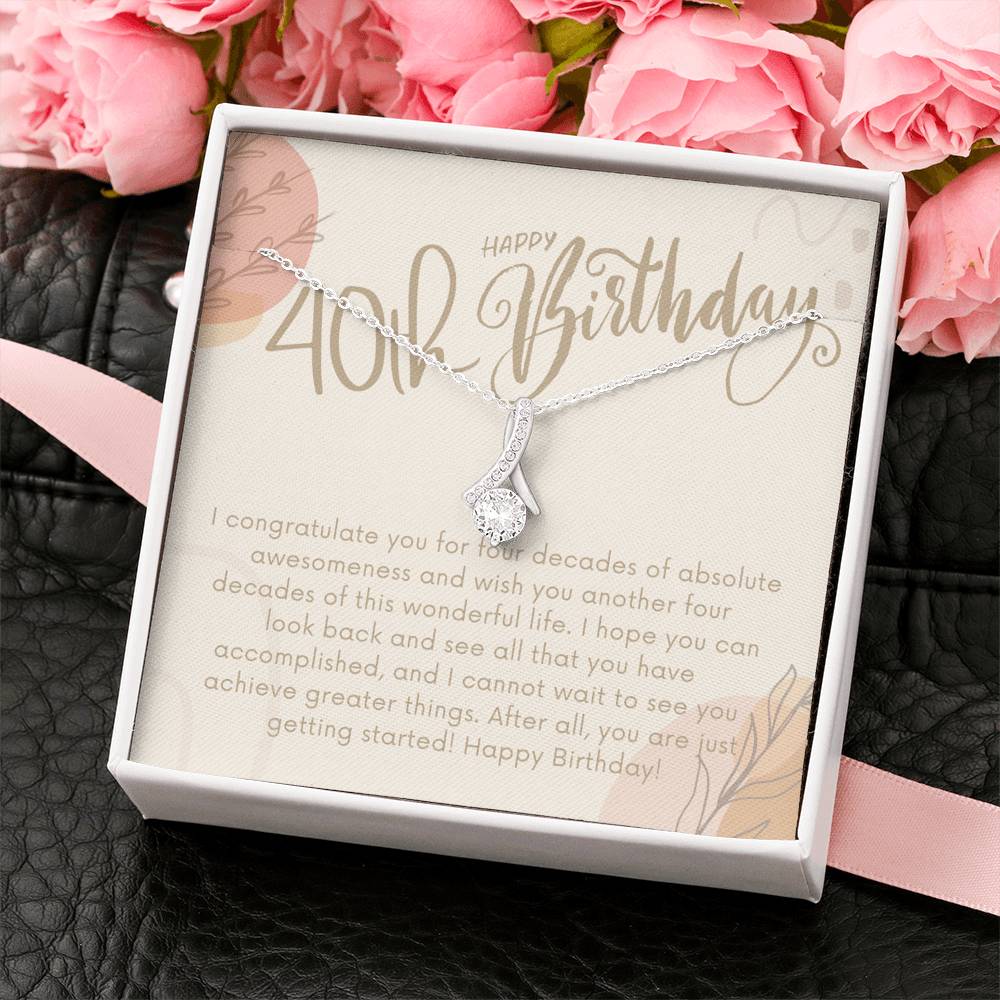 40th Birthday Gift Necklace, Birthday Gift for Friend, Personalized 40th Birthday Card
