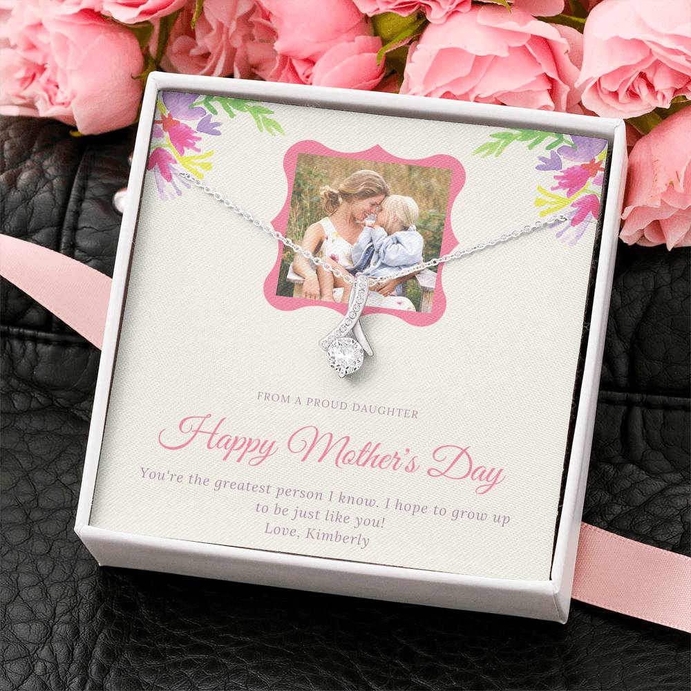 Personalized Gift For Mom Necklace for Mama Mother's Day Sentimental Birthday Gift Allluring Beauty Necklace for Women with Message  Card