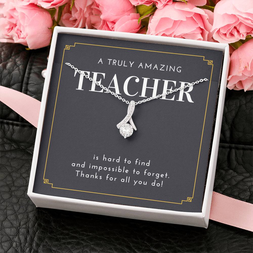 Valentine's Day Necklace Gift To My Special Teacher Charm Ribbon Pendent