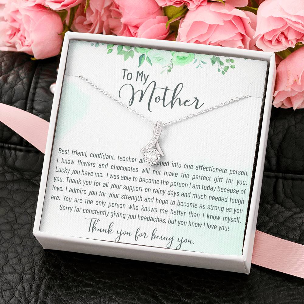 Mother's Day Necklace Gift To My Mom On Her Birthday Pendent Gift From Daughter Son With The Message Card
