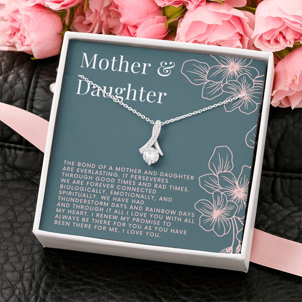 Necklace Daughter Mother Petite Ribbon Pendant On Birthday Mother's Day Daughter's Day Gift