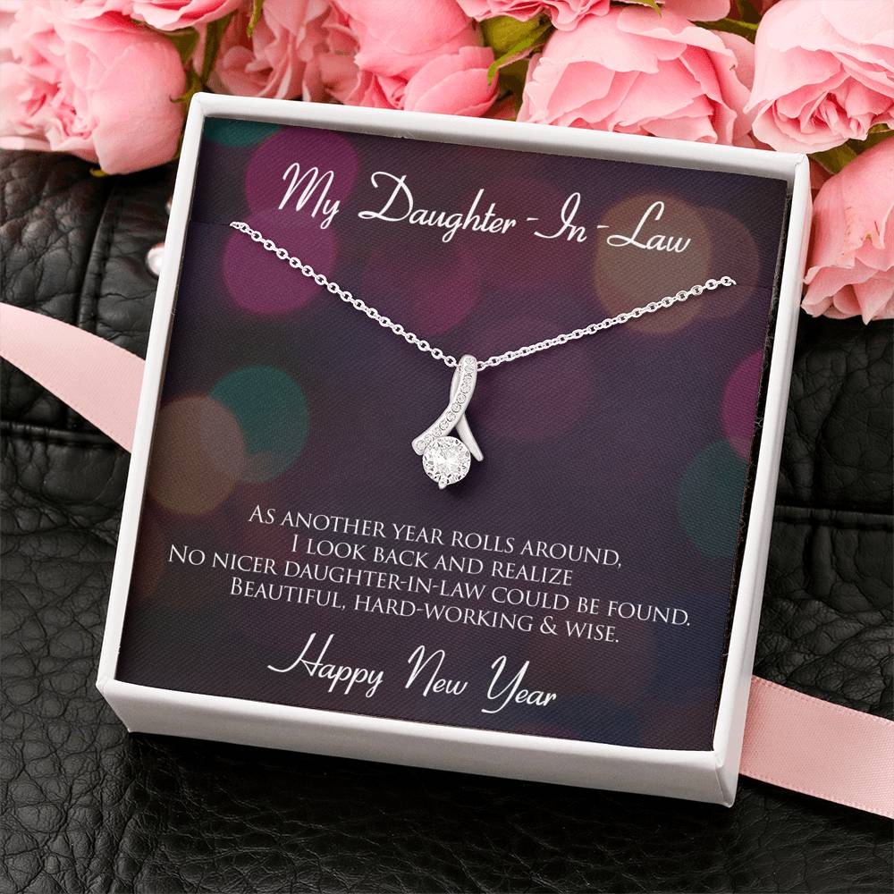 Personalized Gift Daughter in Law Necklace for Her Valentines Birthday Gift Alluring Beauty Hearts Necklace for Women with Message  Card