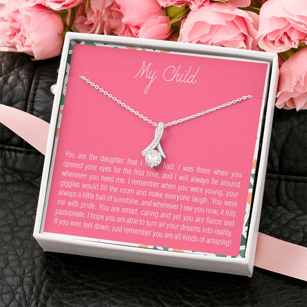 Personalized Necklace Gift To My Daughter From Mom Dad On Her Birthday Graduation Wedding Pendent Gift With The Message Card