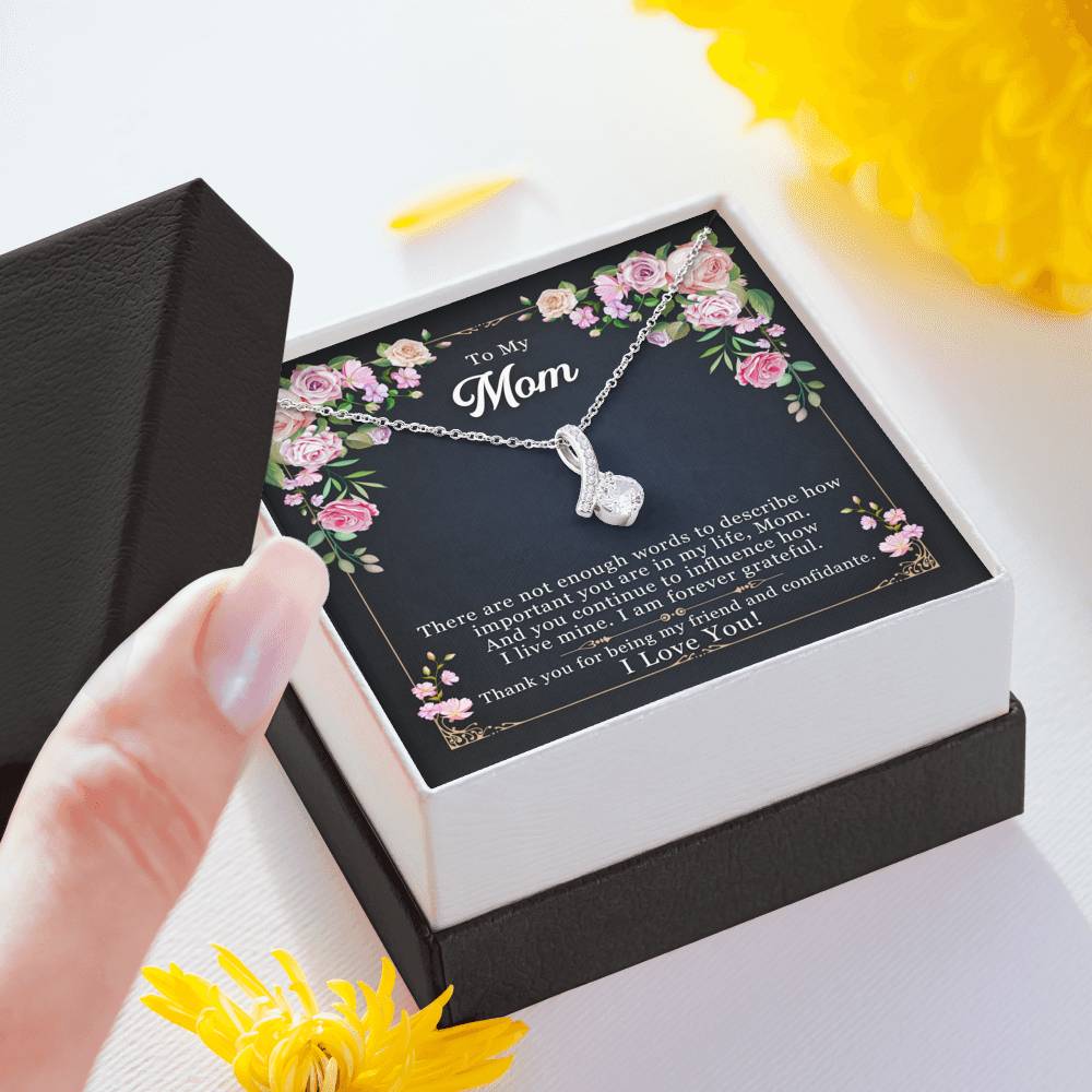 Personalized Gift To My Mom Necklace Birthday Valentines Gift to my mother Silver Jewelry Necklace for Women Message Card