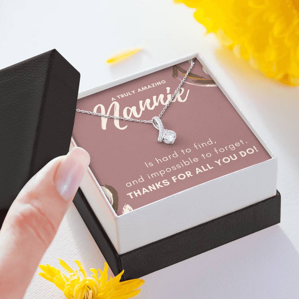 Necklace Gift For Grandma Forever Love Petite Ribbon Pendent Gift On Mother's Day