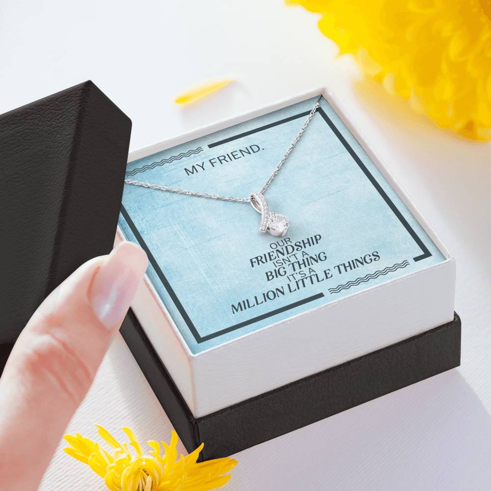 Personalized Gift To My Best Friend On Birthday Party Petite Ribbon With Rhinestone Pendent