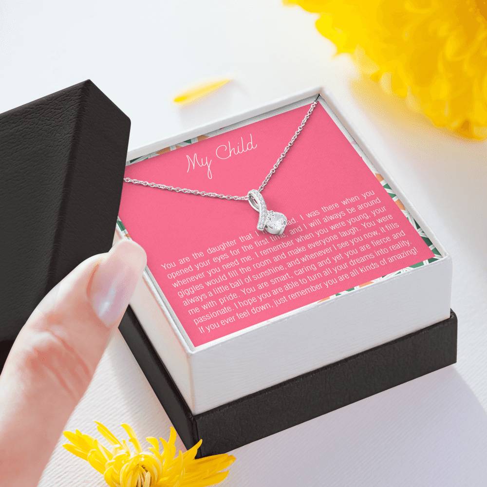 Personalized Necklace Gift To My Daughter From Mom Dad On Her Birthday Graduation Wedding Pendent Gift With The Message Card