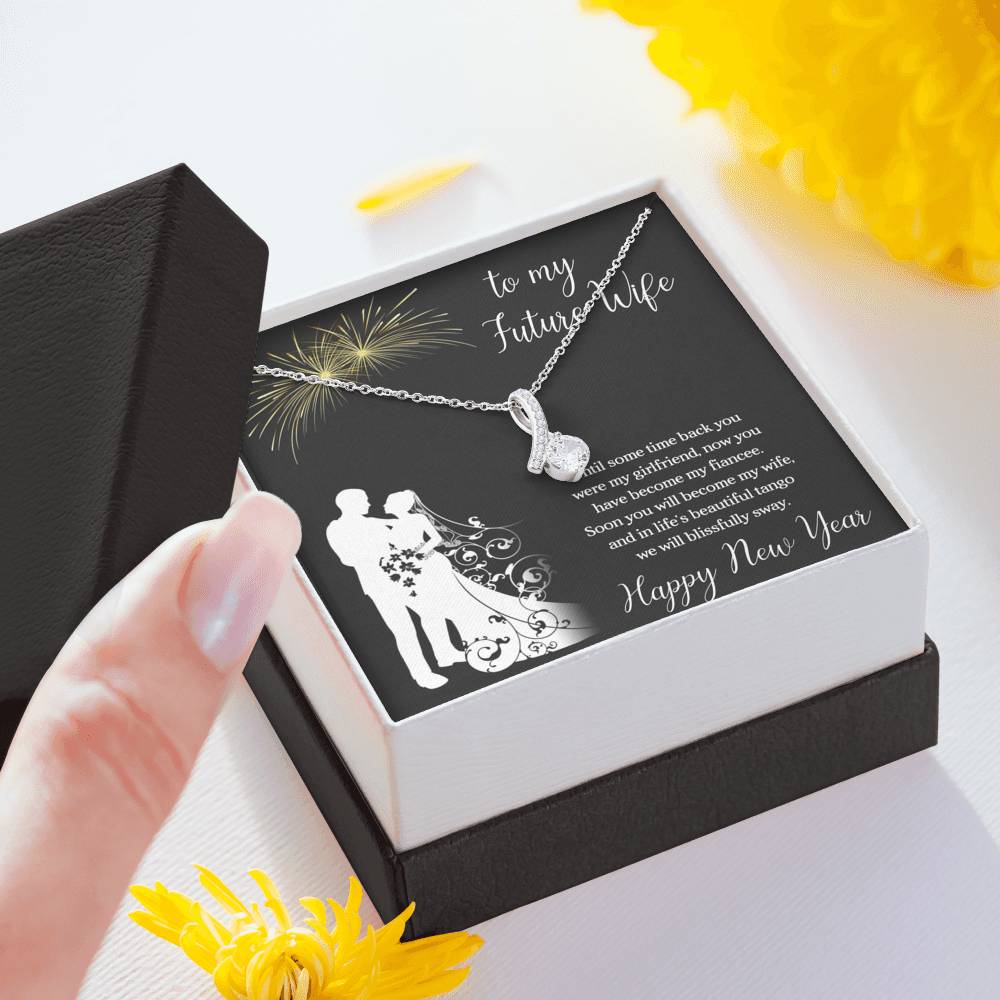 To My Future Wife Necklace for Women Personalized Birthday Anniversary Valentines Engagement Gift Necklace with Message Card from Husband Silver Jewelry for Women